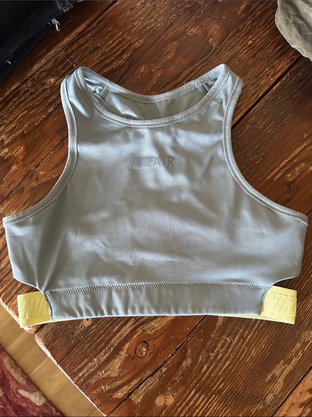 Nike Air Light Blue sport Bra with Yellow Tabs